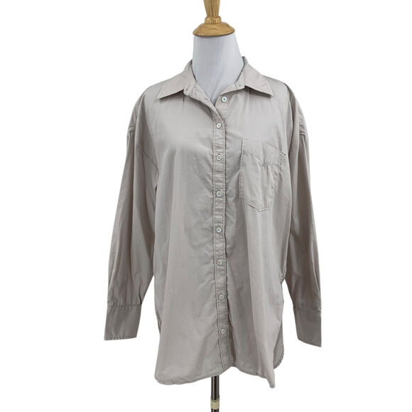 Maeve Shirt Womens S Small Beige Bennet Button Up Hi Low Shirttail Anthropologie - Picture 1 of 11